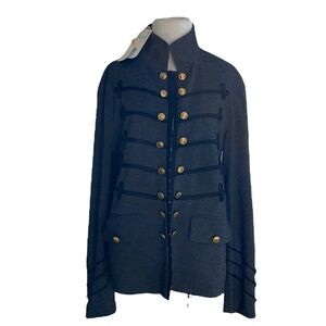 DABLJU Women Military Style Gold Button Long Sleeve Size L